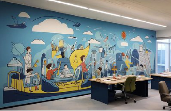 瑞丽办公室墙绘的特点。